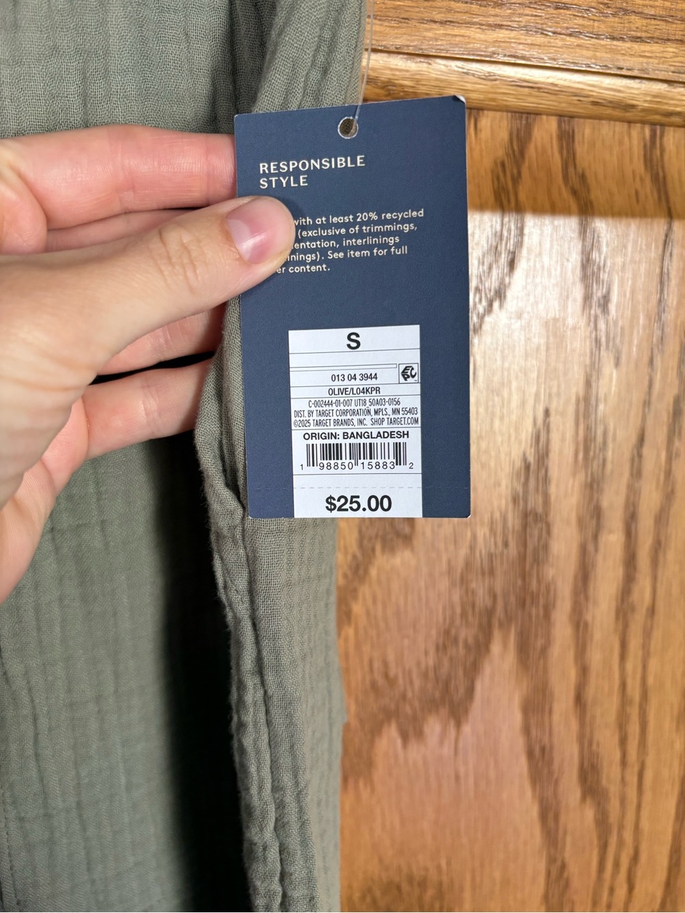100% Cotton Universal Thread Olive Wide-Leg Drawstring Pants - Picture 4 of 7